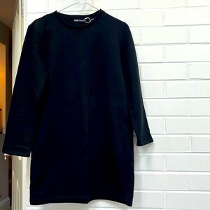 Zara black dress, T-shirt style sweatshirt fabric over the knee length.